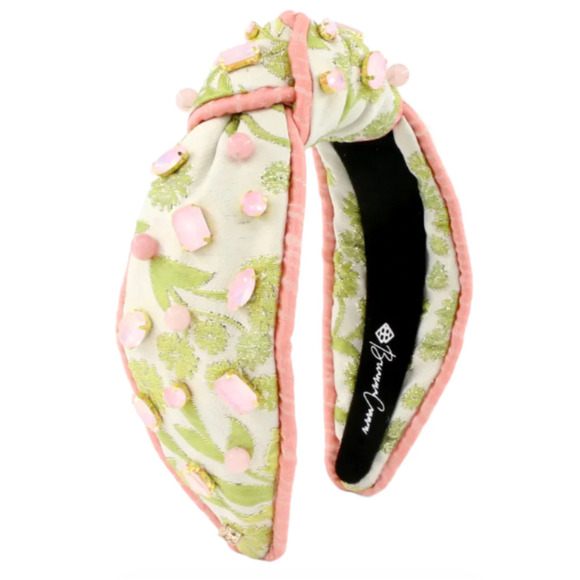 Brianna Cannon Embellished Knotted Headband Chartreuse & Blush Jacquard Size XS main image 8